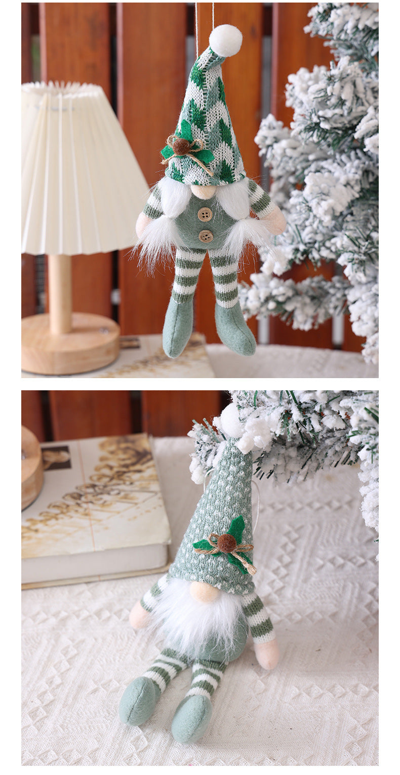 Christmas Decoration Supplies Pendant Striped Knitted Hat Rudolph Hanging Leg Doll Gnome Party Ornament