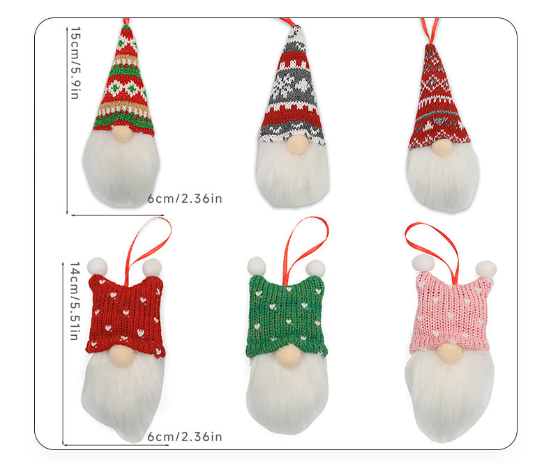 3-Piece Mingguan Christmas Nordic Style Knitted Gnome Pendant Set Christmas Decorations Gnome Figurine Ornaments