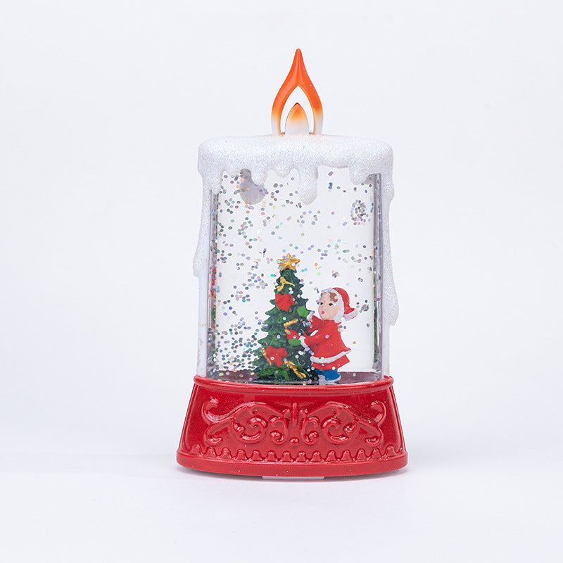 Christmas Glowing Water-Filled Candle Small Lantern Decoration Gift Elderly Water Feature Lamp Desktop Ornament Christmas Tree Arrangement