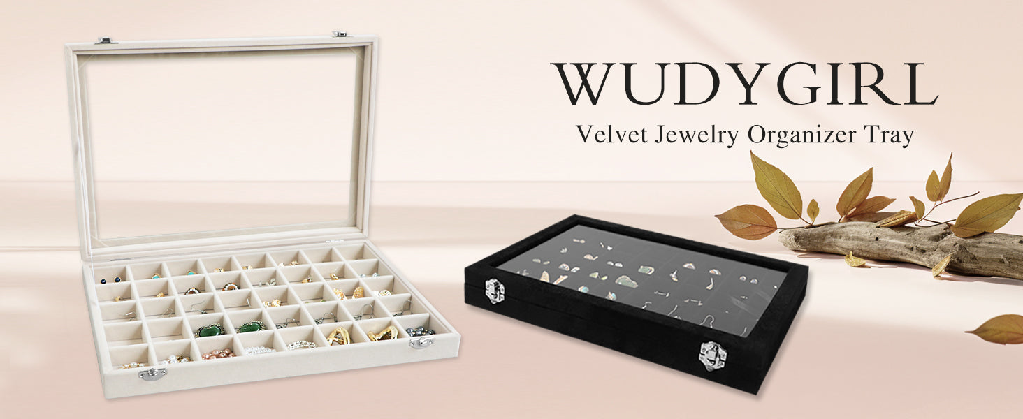 Cakulo Velvet Jewelry Organizer Tray with Lid Holds Earrings Rings Bracelets for Dresser