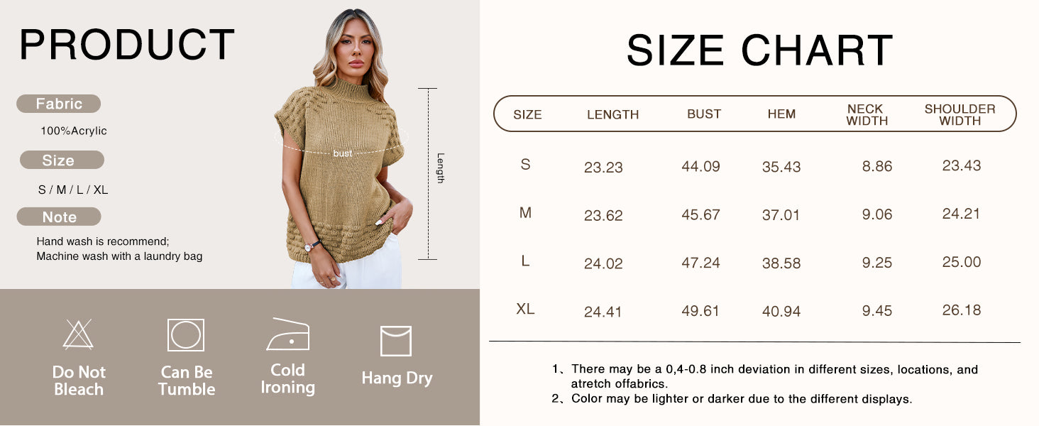 Cakulo Women's Fall Oversized Mock Neck Sleeveless Sweater Vest