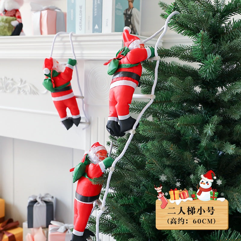 Santa Claus Climbing Ladder Desktop Creative Ornament Christmas Decoration Scene Setup Hanging Christmas Tree Decoration
