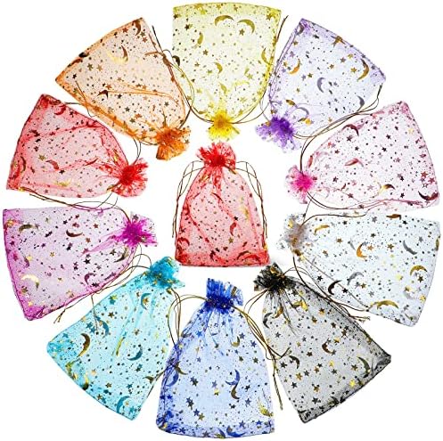 Cakulo 100PCS 4x6 Organza Mesh Bags: Drawstring Sheer Pouches for Jewelry/Wedding Gifts