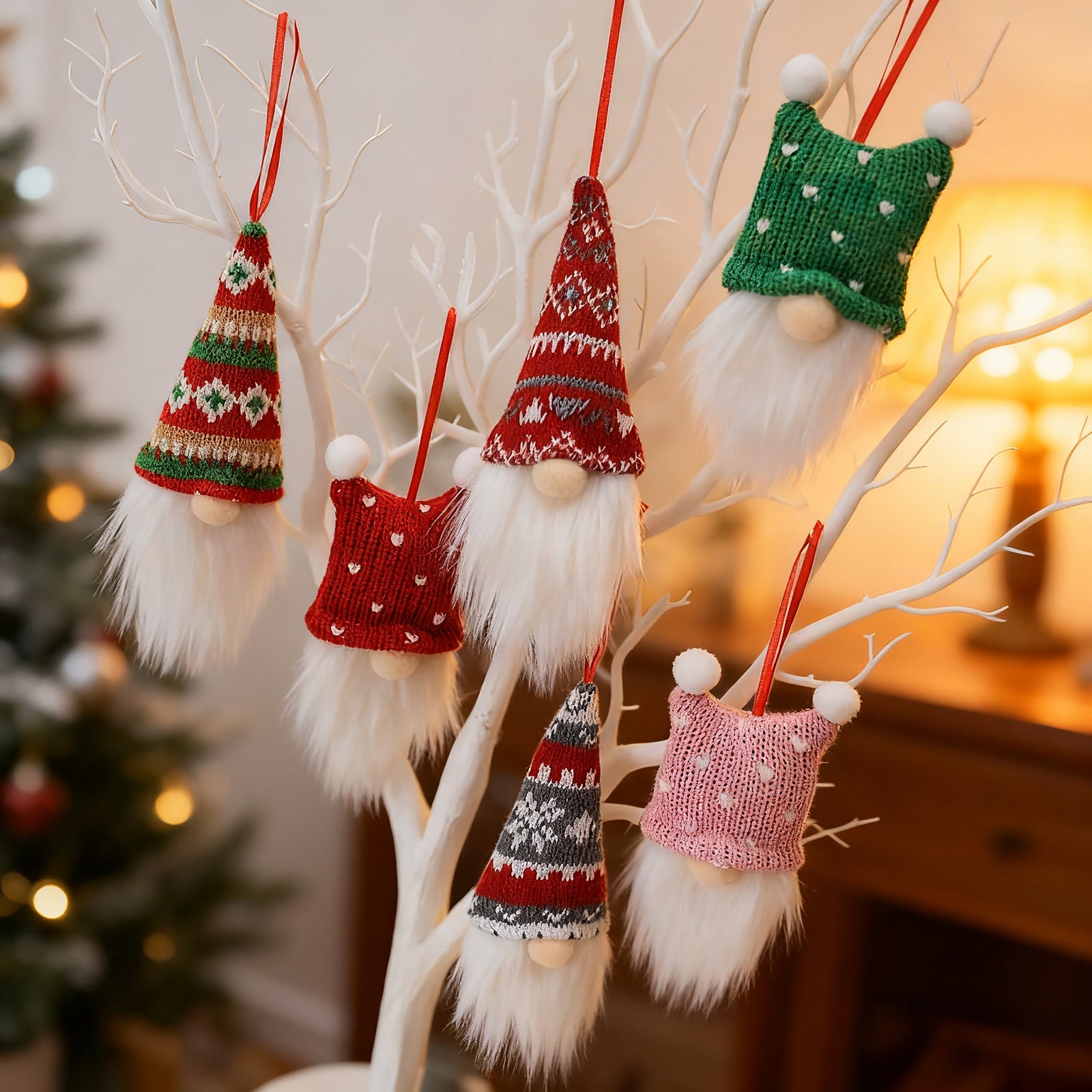 3-Piece Mingguan Christmas Nordic Style Knitted Gnome Pendant Set Christmas Decorations Gnome Figurine Ornaments