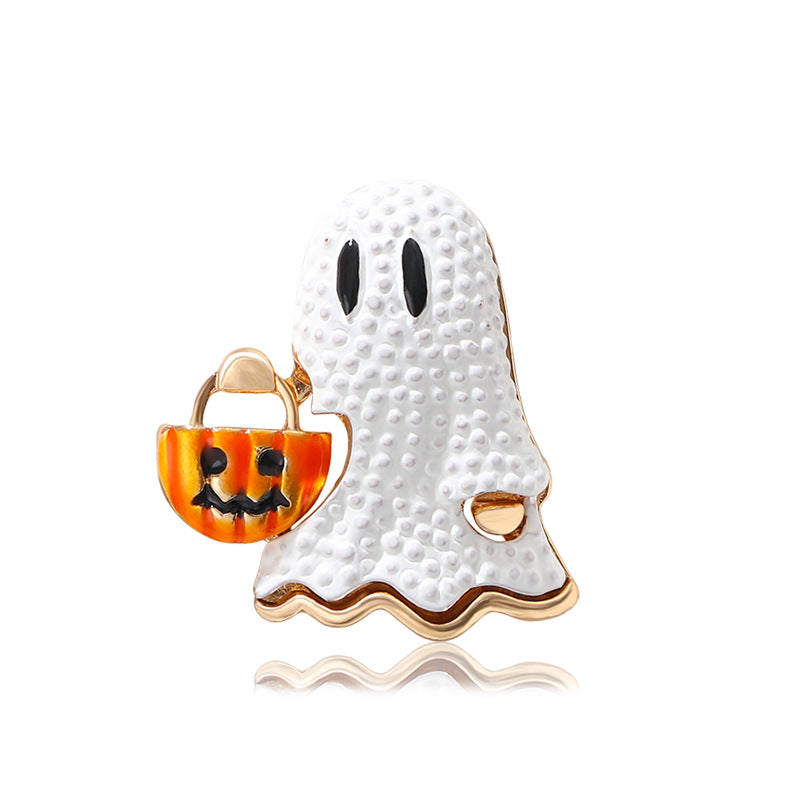 3pieces Fashion Halloween New Brooch White Ghost Horror Pumpkin Head Pin Brooch Fun Holiday Accessory
