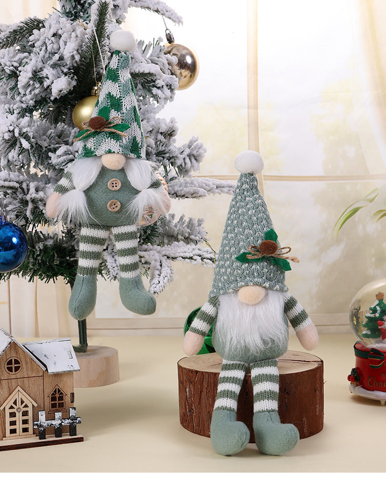 Christmas Decoration Supplies Pendant Striped Knitted Hat Rudolph Hanging Leg Doll Gnome Party Ornament