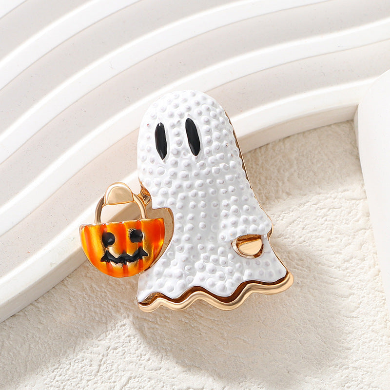 3pieces Fashion Halloween New Brooch White Ghost Horror Pumpkin Head Pin Brooch Fun Holiday Accessory