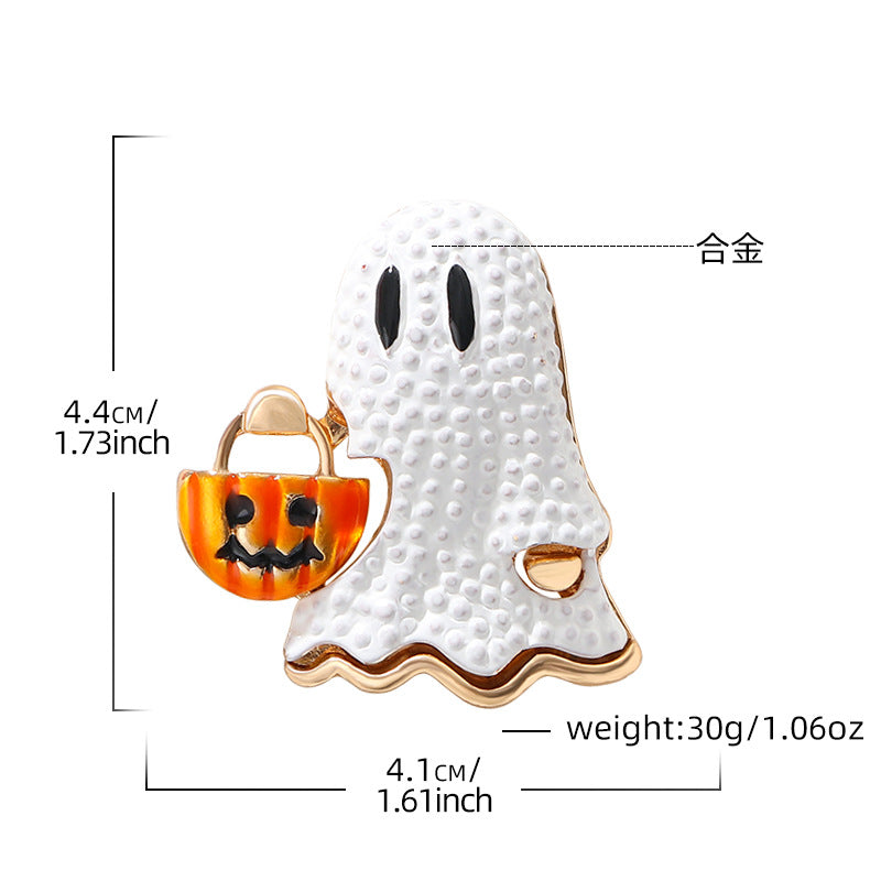 3pieces Fashion Halloween New Brooch White Ghost Horror Pumpkin Head Pin Brooch Fun Holiday Accessory