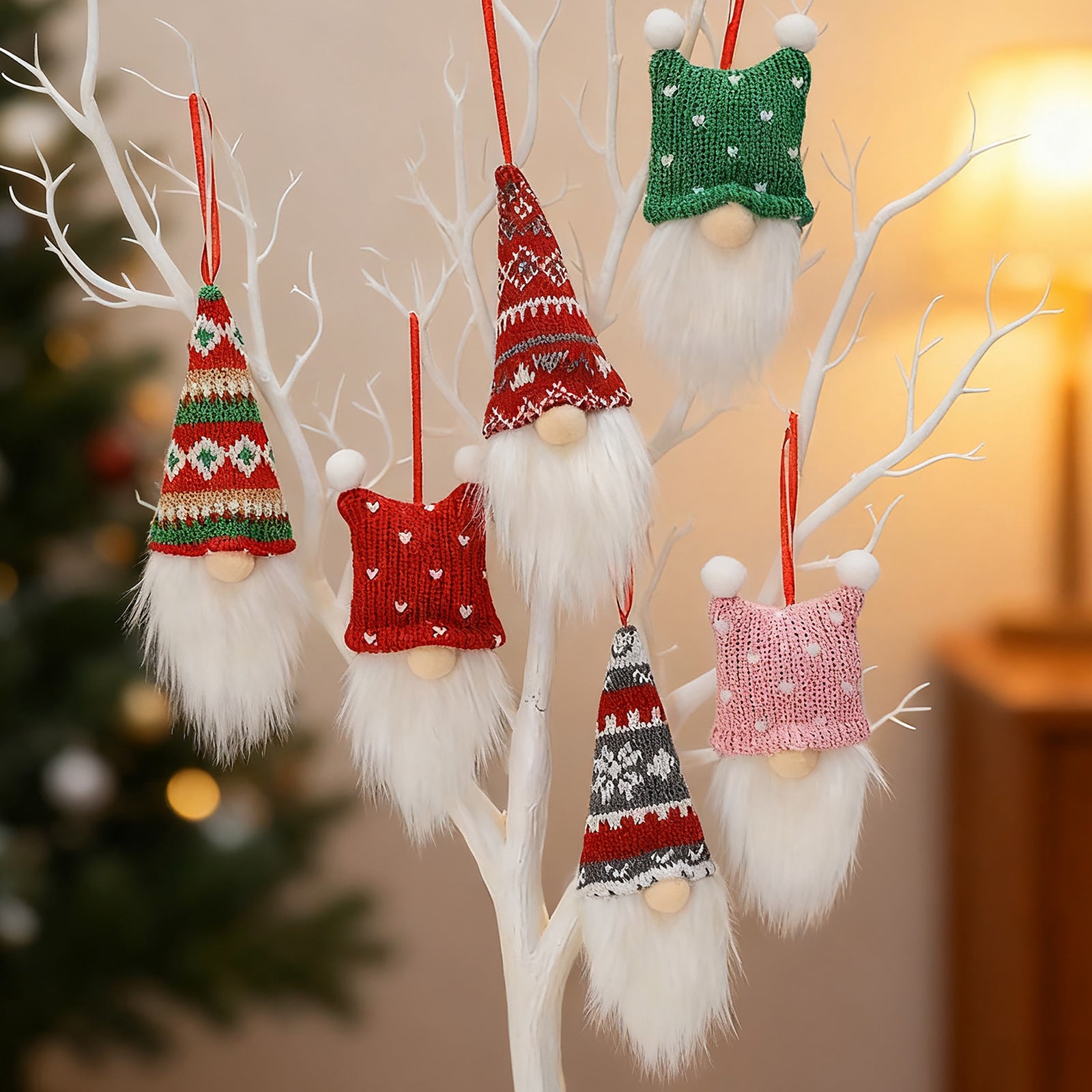 3-Piece Mingguan Christmas Nordic Style Knitted Gnome Pendant Set Christmas Decorations Gnome Figurine Ornaments