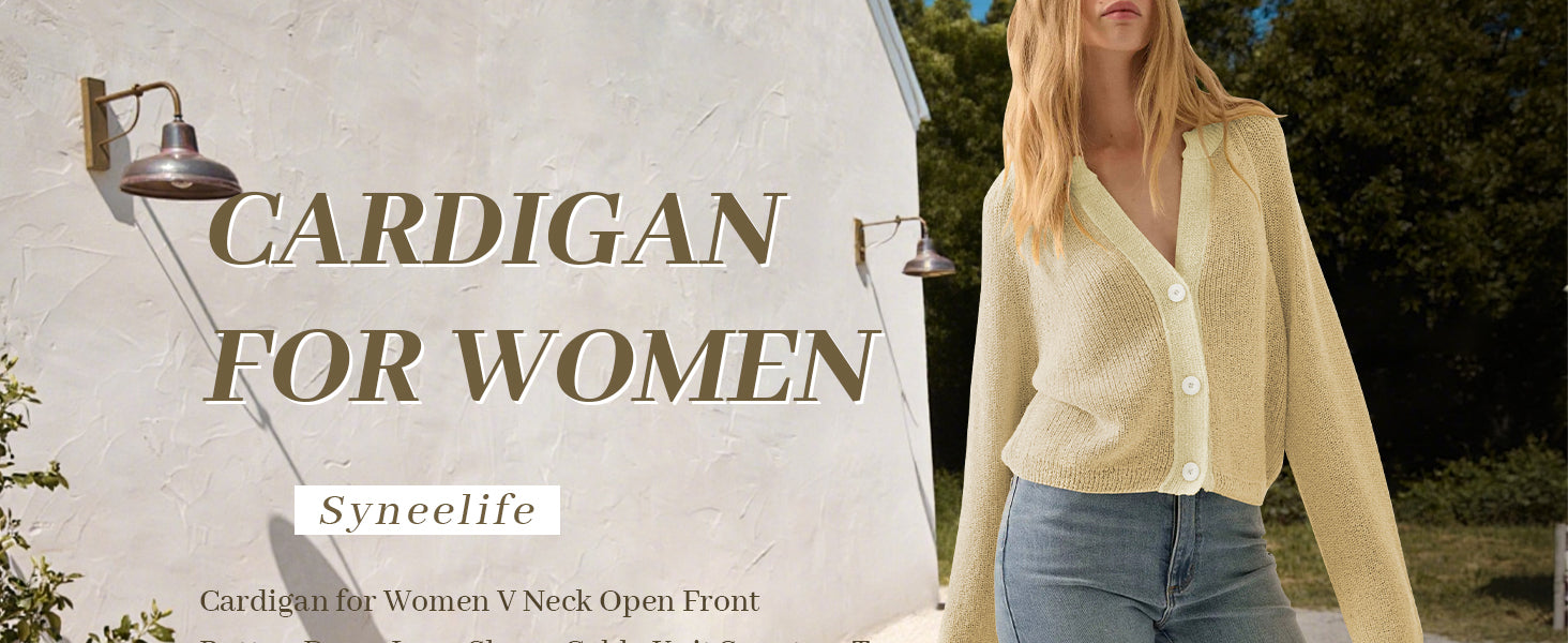 CAKULO Women Button V Neck Cardigan Sweater Contrast Knit Lightweight Long Sleeve Open Front Cropped Cardigans