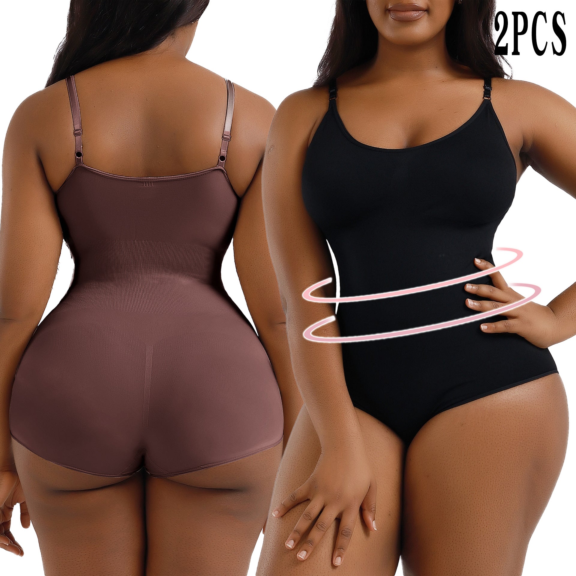Cakulo Plus Size Postpartum Hip Lifting Seamless Full Body Belly Contraction One Piece Shapewear