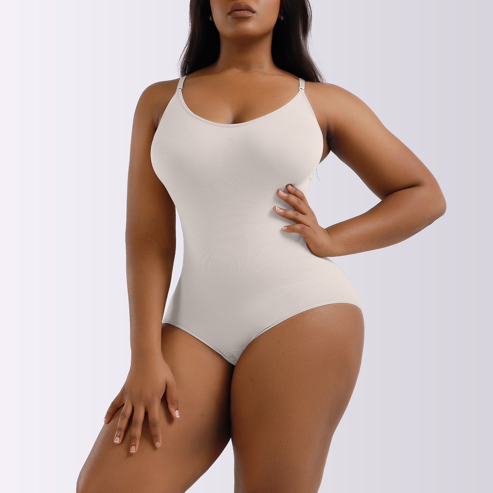 Cakulo Plus Size Postpartum Hip Lifting Seamless Full Body Belly Contraction One Piece Shapewear
