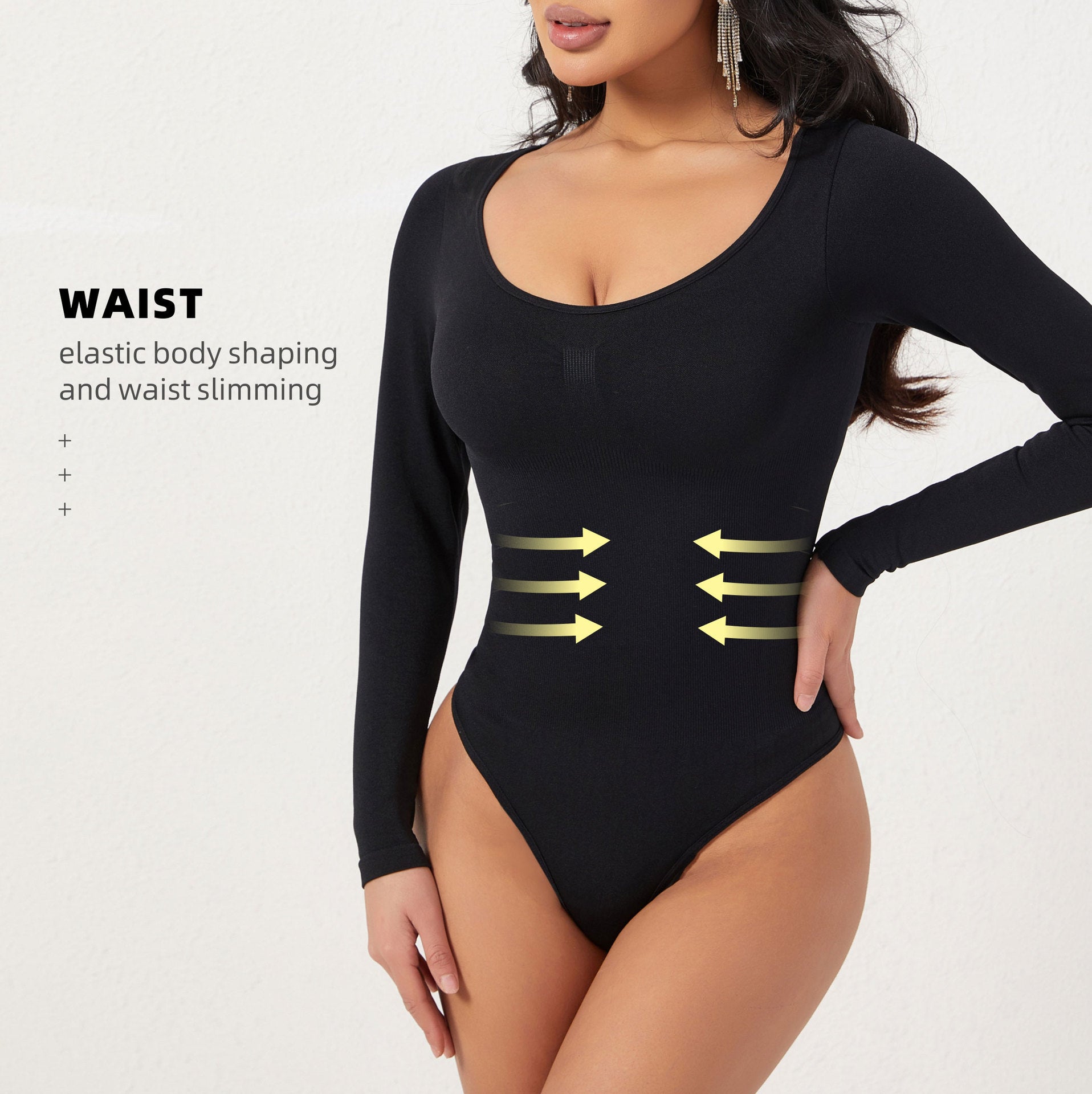 Cakulo Butt-Lifting Waist-Cinching Seamless Short-Sleeve Thong Shapewear Bodysuit