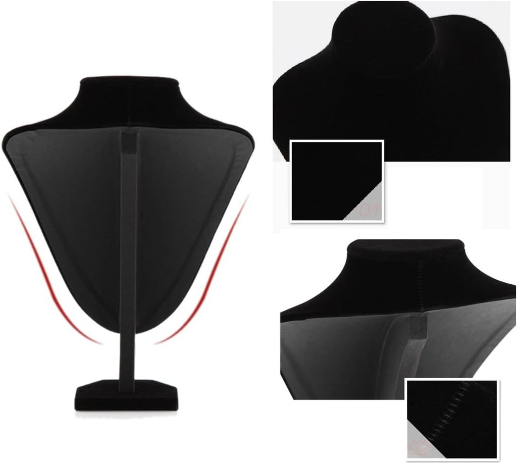 Cakulo Black Velvet Necklace Bust Display 3D Stand for Pendants 10.75in Height
