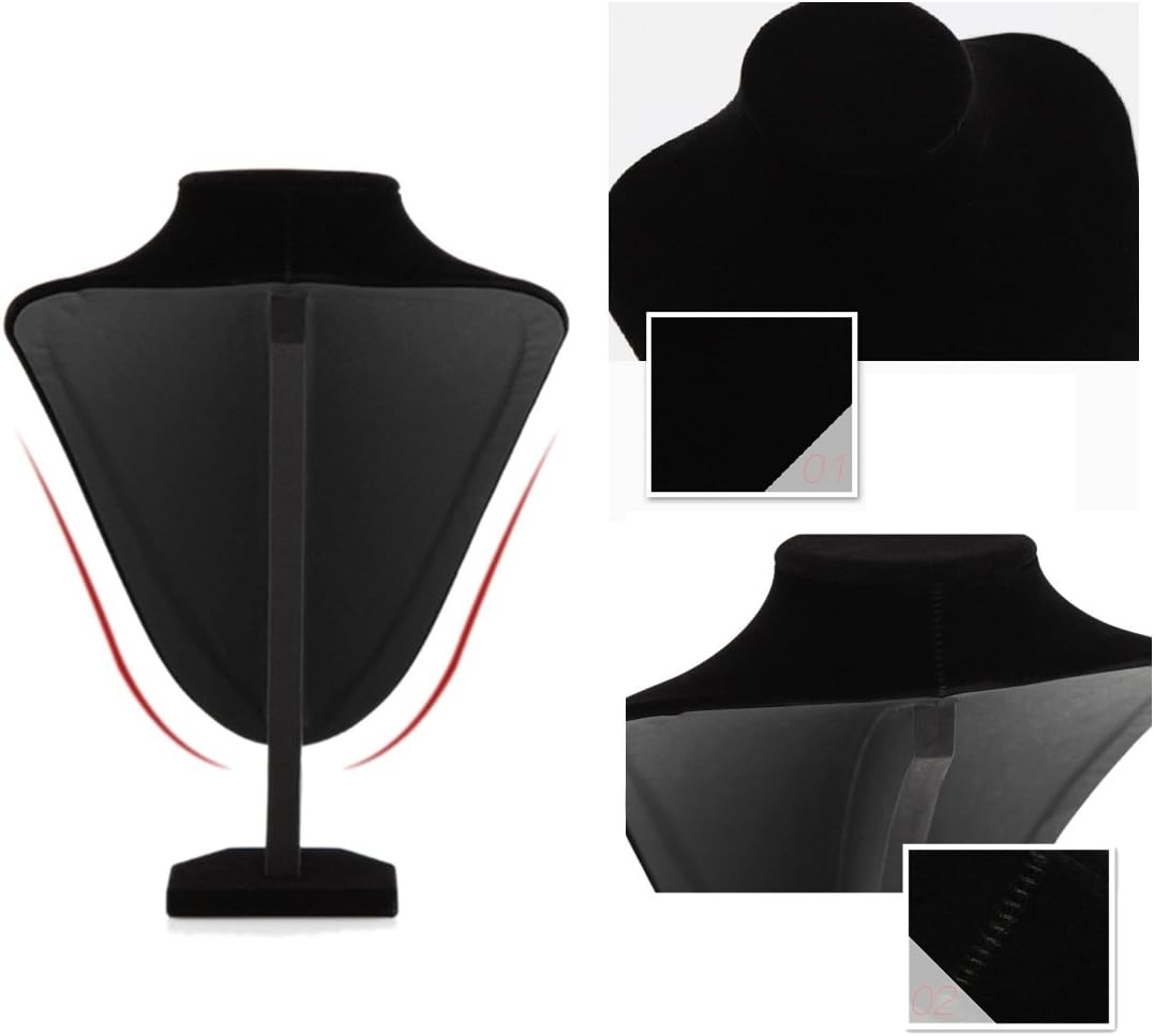 Cakulo Black Velvet Necklace Bust Display 3D Stand for Pendants 10.75in Height