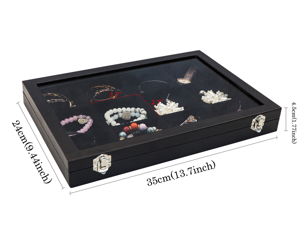 Cakulo Display Box Black Jewelry Storage Box with Clear Lid Holds Multiple