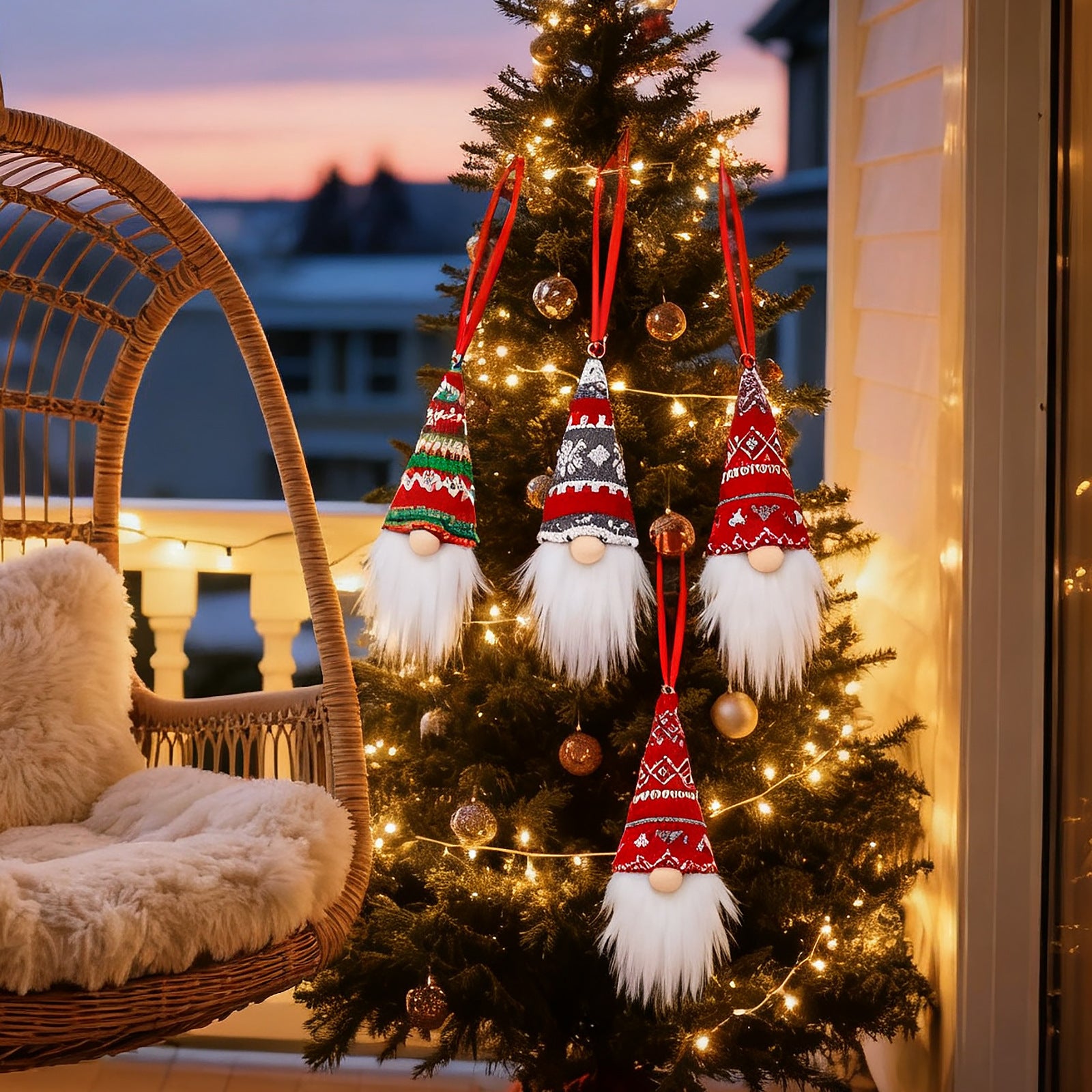 3-Piece Mingguan Christmas Nordic Style Knitted Gnome Pendant Set Christmas Decorations Gnome Figurine Ornaments