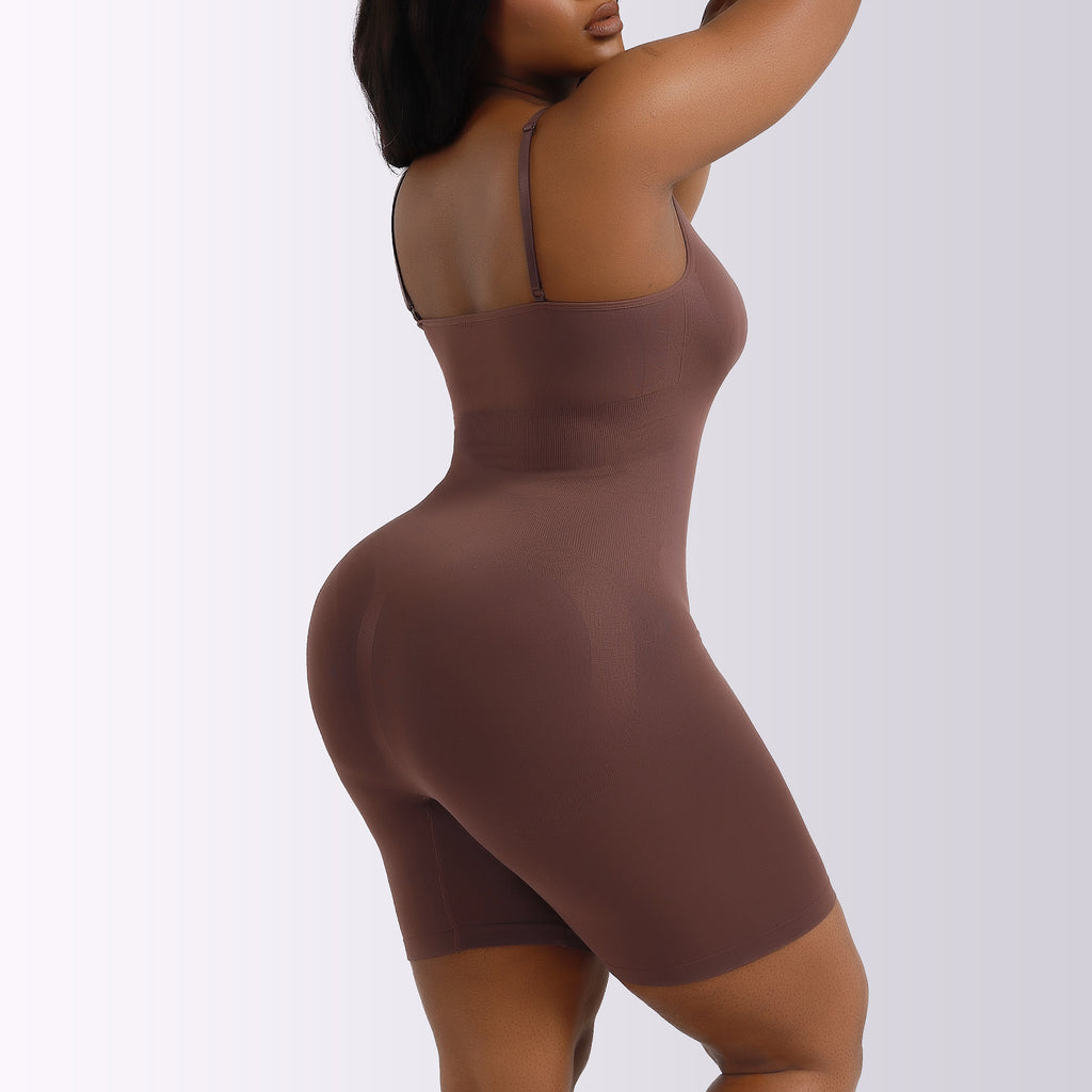Cakulo Plus Size Postpartum Hip Lifting Seamless Full Body Belly Contraction One Piece Shapewear