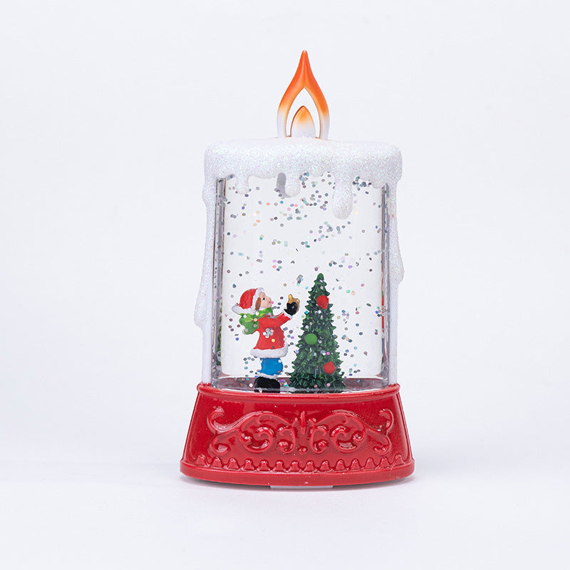 Christmas Glowing Water-Filled Candle Small Lantern Decoration Gift Elderly Water Feature Lamp Desktop Ornament Christmas Tree Arrangement