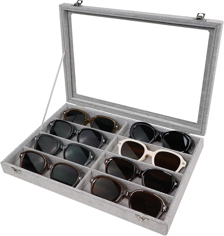 Cakulo Velvet Jewelry Organizer Tray with Clear Lid Stores Bracelets Rings Earrings