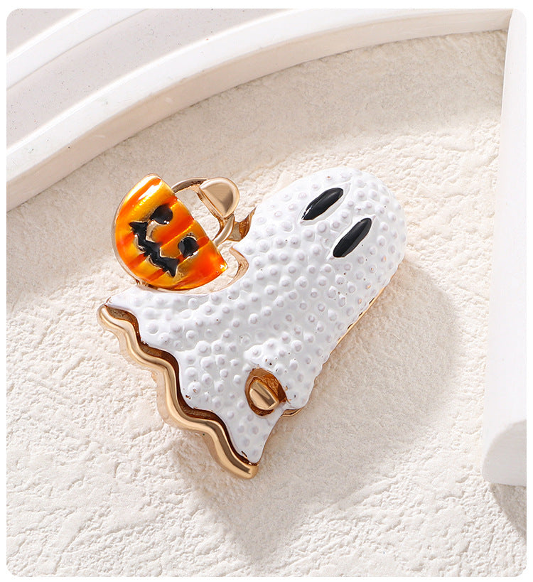 3pieces Fashion Halloween New Brooch White Ghost Horror Pumpkin Head Pin Brooch Fun Holiday Accessory