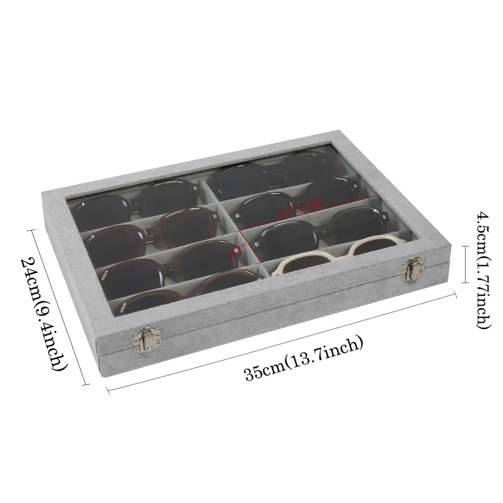 Cakulo Velvet Jewelry Organizer Tray with Clear Lid Stores Bracelets Rings Earrings